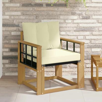 Canapea de exterior Lemn solid de Acacia și Textilene Alb GartenMobel Dekor