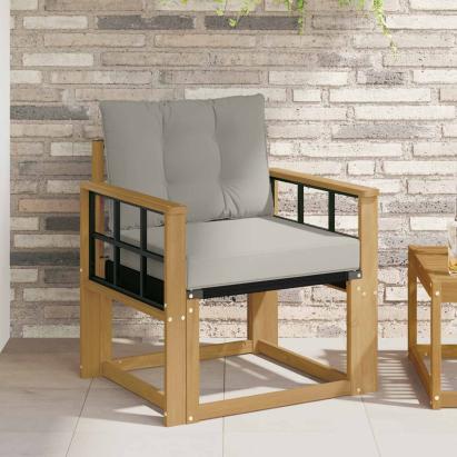 Canapea de exterior Lemn solid de Acacia și Textilene Alb GartenMobel Dekor