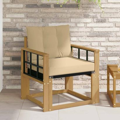 Canapea de exterior Lemn solid de Acacia și Textilene Alb GartenMobel Dekor