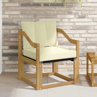 Canapea de exterior Lemn Solid de Acacia Alb și crem GartenMobel Dekor