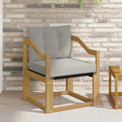 Canapea de exterior Lemn Solid de Acacia Alb și gri deschis GartenMobel Dekor