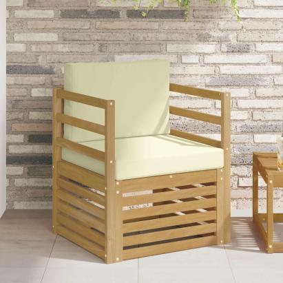 Canapea de exterior Poliester Alb și crem GartenMobel Dekor