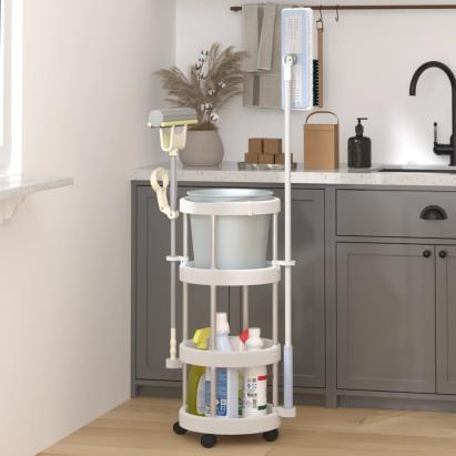 Cărucior produse curățenie cu coș de depozitare, aluminiu GartenMobel Dekor
