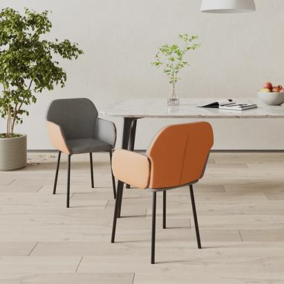 Scaune bucătărie, 2 buc., gri deschis, textil / piele ecologică GartenMobel Dekor