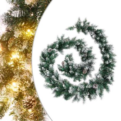 Ghirlandă de Crăciun cu lumini LED, verde, 2,7 m, PVC GartenMobel Dekor