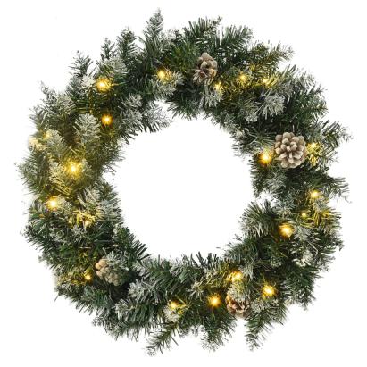 Coroniță de Crăciun cu becuri LED, verde, 60 cm, PVC GartenMobel Dekor