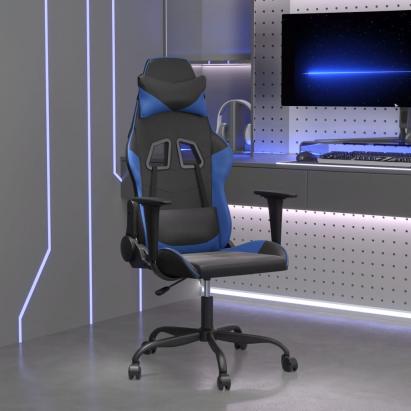 Scaun de gaming de masaj, negru și albastru, piele ecologică GartenMobel Dekor