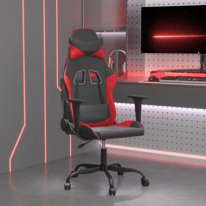 Scaun de gaming de masaj, negru și roșu, piele ecologică GartenMobel Dekor