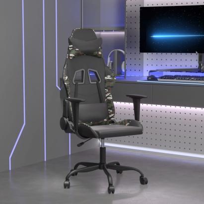 Scaun de gaming de masaj, negru și camuflaj, piele ecologică GartenMobel Dekor
