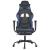 Scaun de gaming masaj/suport picioare negru&albastru piele eco GartenMobel Dekor