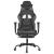 Scaun de gaming cu masaj/suport picioare, negru/gri, piele eco GartenMobel Dekor