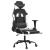 Scaun de gaming masaj/suport picioare alb/negru piele eco GartenMobel Dekor