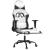 Scaun de gaming masaj/suport picioare alb/negru piele eco GartenMobel Dekor
