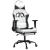 Scaun de gaming masaj/suport picioare alb/negru piele eco GartenMobel Dekor