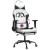 Scaun de gaming masaj/suport picioare alb/negru piele eco GartenMobel Dekor
