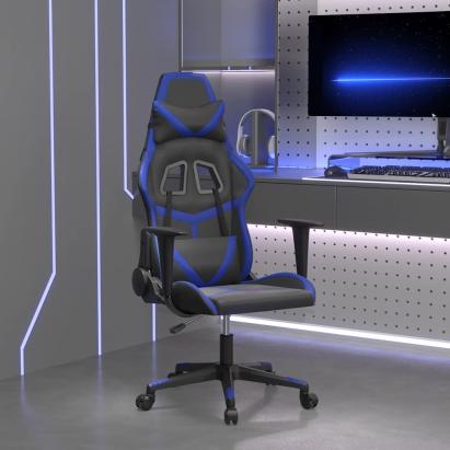Scaun de gaming de masaj, negru și albastru, piele ecologică GartenMobel Dekor