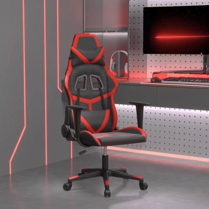 Scaun de gaming de masaj, negru și roșu, piele ecologică GartenMobel Dekor