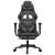Scaun de gaming cu masaj/suport picioare, negru/gri, piele eco GartenMobel Dekor