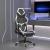 Scaun de gaming masaj/suport picioare alb/negru piele eco GartenMobel Dekor