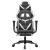 Scaun de gaming masaj/suport picioare alb/negru piele eco GartenMobel Dekor