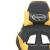 Scaun de gaming cu masaj/suport picioare negru/auriu piele eco GartenMobel Dekor