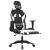 Scaun de gaming masaj/suport picioare alb/negru piele eco GartenMobel Dekor
