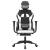 Scaun de gaming masaj/suport picioare alb/negru piele eco GartenMobel Dekor