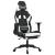 Scaun de gaming masaj/suport picioare alb/negru piele eco GartenMobel Dekor