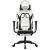 Scaun de gaming masaj/suport picioare alb/negru piele eco GartenMobel Dekor
