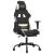 Scaun de gaming cu masaj/suport picioare, negru și crem, textil GartenMobel Dekor