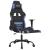 Scaun de gaming cu masaj/suport picioare, negru/albastru textil GartenMobel Dekor