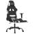 Scaun de gaming cu masaj/suport picioare, negru și alb, textil GartenMobel Dekor