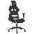 Scaun de gaming cu masaj/suport picioare, negru și alb, textil GartenMobel Dekor