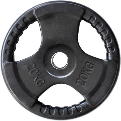 Disc greutate cauciucat HMS 20 kg, 51 mm, cu manere pentru bara olimpica