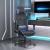 Scaun de gaming cu masaj/suport picioare, negru/albastru textil GartenMobel Dekor