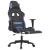 Scaun de gaming cu masaj/suport picioare, negru/albastru textil GartenMobel Dekor