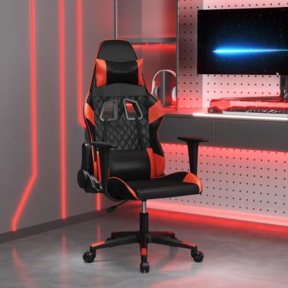 Scaun de gaming de masaj, negru și roșu, piele ecologică GartenMobel Dekor