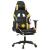 Scaun de gaming cu masaj/suport picioare negru/auriu piele eco GartenMobel Dekor