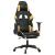 Scaun de gaming cu masaj/suport picioare negru/auriu piele eco GartenMobel Dekor