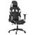Scaun de gaming masaj/suport picioare alb/negru piele eco GartenMobel Dekor