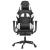 Scaun de gaming masaj/suport picioare alb/negru piele eco GartenMobel Dekor