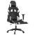 Scaun de gaming masaj/suport picioare alb/negru piele eco GartenMobel Dekor