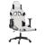 Scaun de gaming masaj/suport picioare alb/negru piele eco GartenMobel Dekor