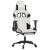 Scaun de gaming masaj/suport picioare alb/negru piele eco GartenMobel Dekor