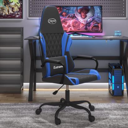 Scaun de gaming de masaj, negru și albastru, piele ecologică GartenMobel Dekor