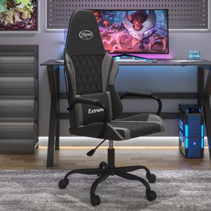 Scaun de gaming de masaj, negru și gri, piele ecologică GartenMobel Dekor