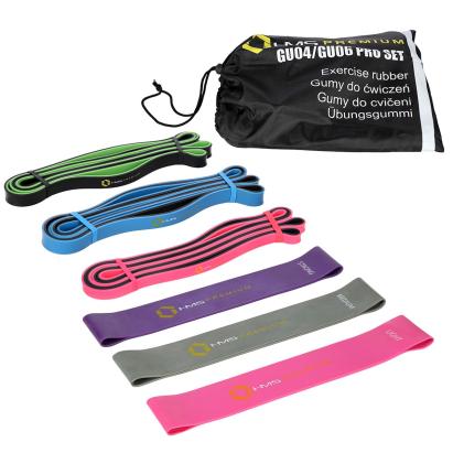 Set 6 benzi elastice fitness HMS GU04 & GU06 PRO, rezistențe variate
