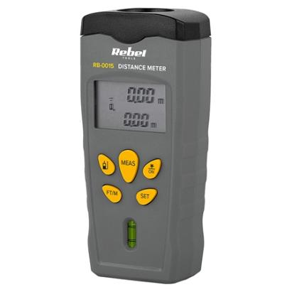 Telemetru laser Rebel, interval 0.518 m, precizie ±0.5%, ecran iluminat, măsurare distanță/suprafață/volum, MIE-RB-0015