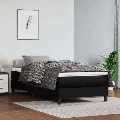 Saltea cu arcuri buzunar, fermitate medie, negru, 90x190x20 cm, piele ecologică GartenMobel Dekor