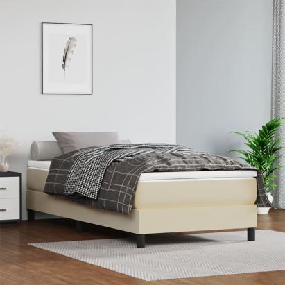 Saltea cu arcuri buzunar, fermitate medie, crem, 90x190x20 cm, piele ecologică GartenMobel Dekor